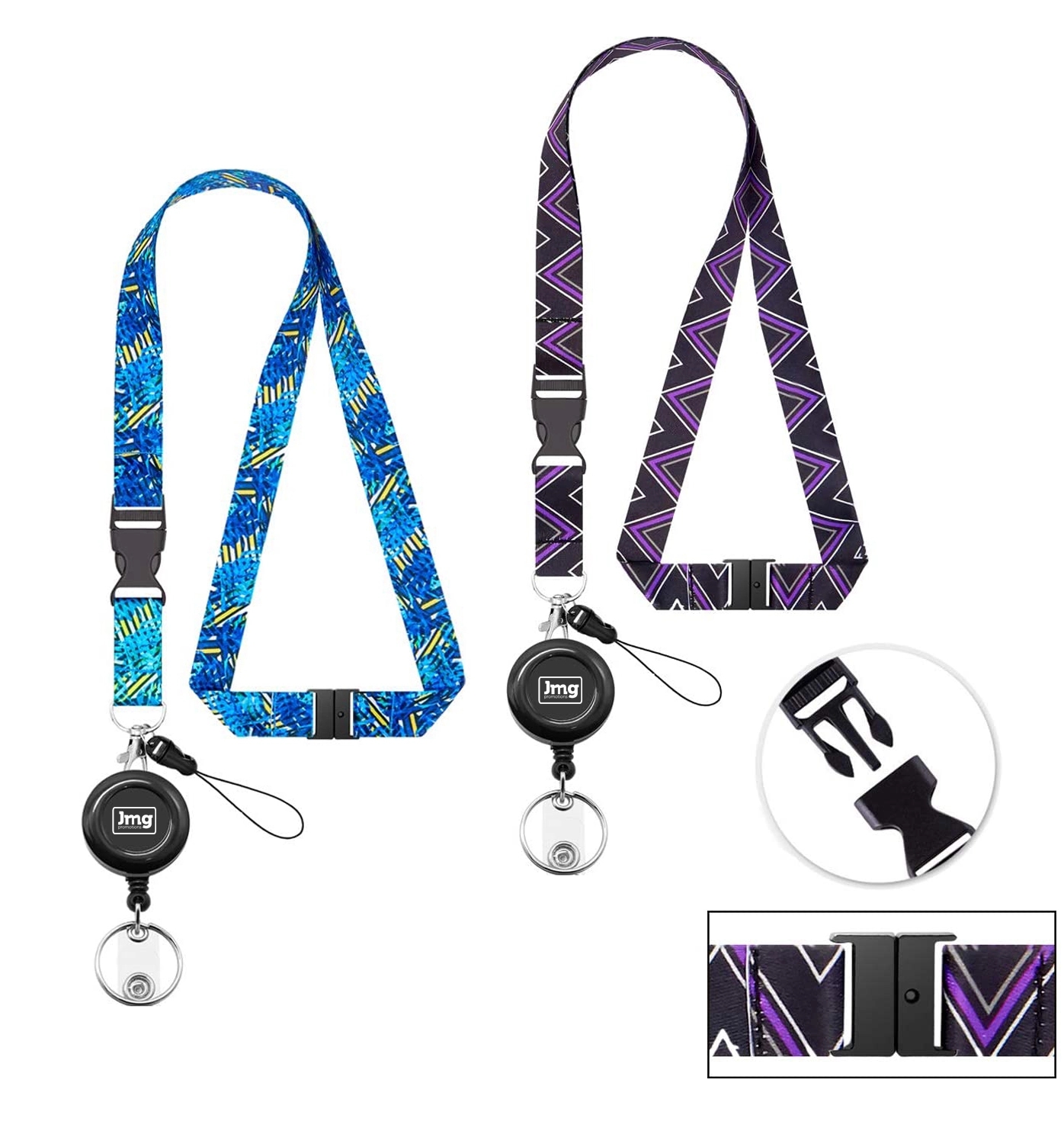 Sublimated Lanyard w/RIng & Badge Reel & Safe Neck Breakaway	