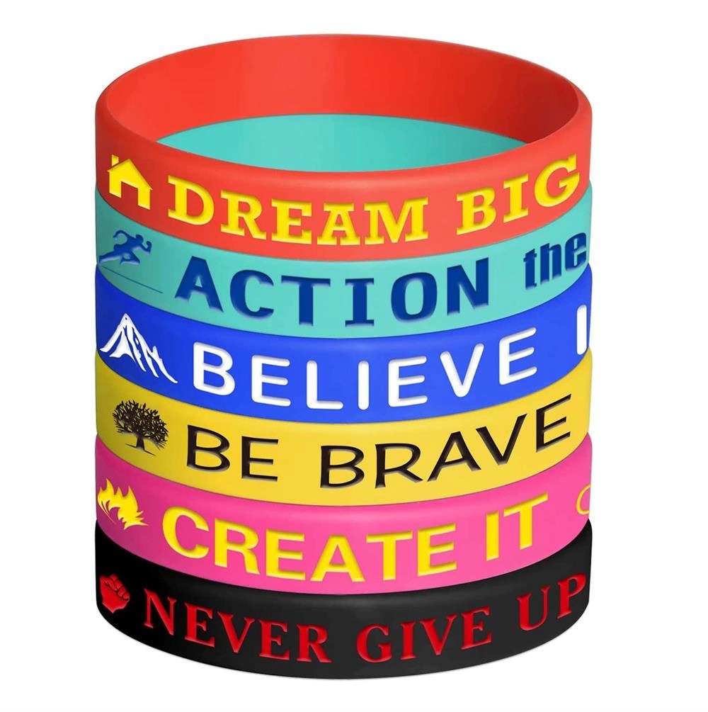 Debossed with color filled Silicone Bracelet	