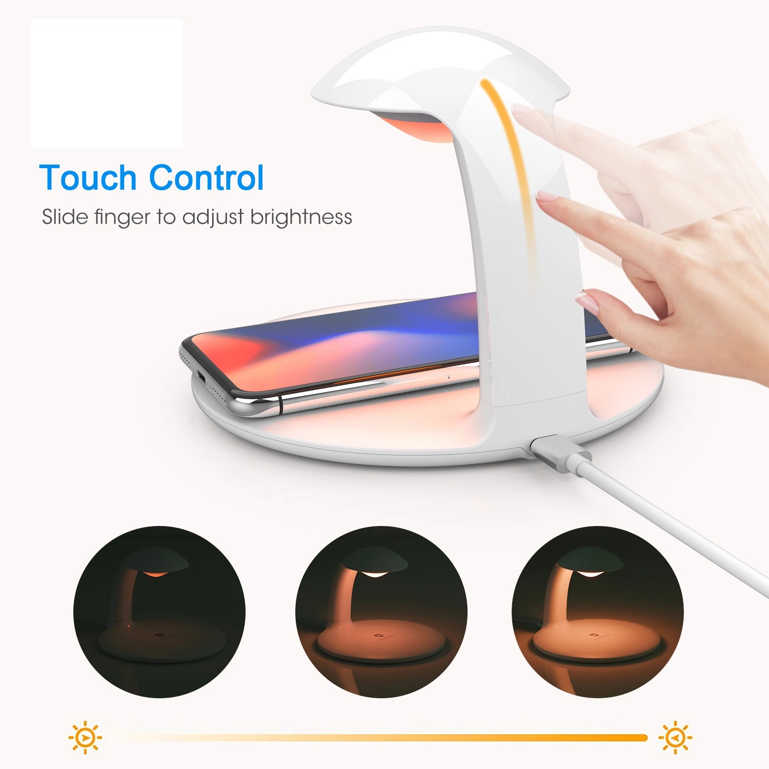 10 W Swan Wireless Charger w/Touch Control Led Light	
