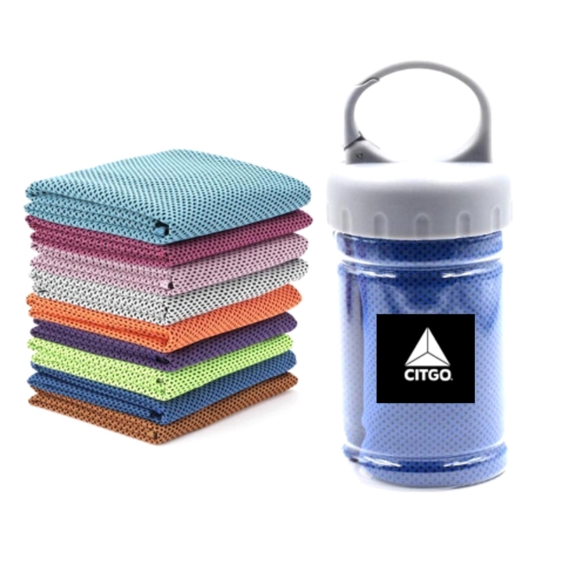 Cooling Towel In Carabiner Bottle	
