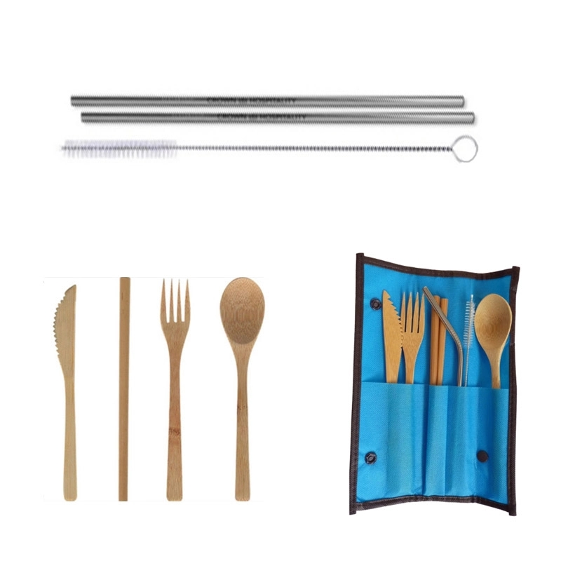 Bamboo Set with stainless steel straw	