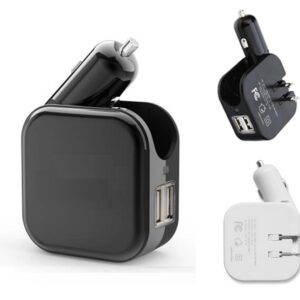 2 Port USB Adapter Car & Wall Charger	