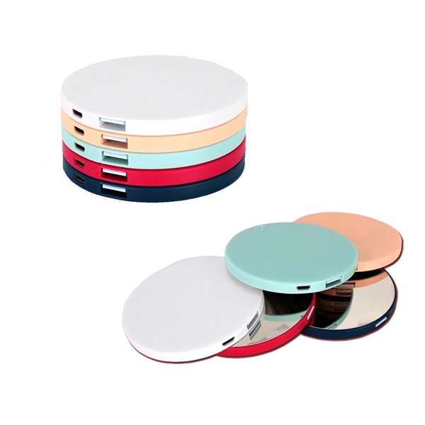 2000 Mah Rounded Cosmetic Mirror Power Bank	