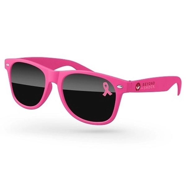 Retro UV Sunglasses with Breast Cancer Awareness Branding	