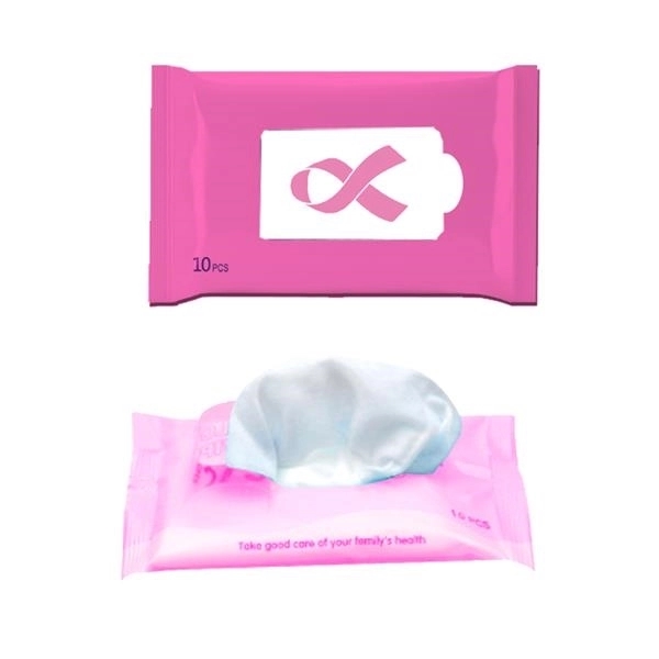 10pcs Breast Cancer Awareness Antibacterial Wipes	