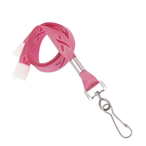 5/8" Breast Cancer Dye Sub Breakaway Lanyard	