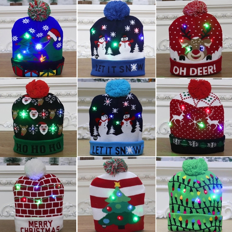 Christmas Colorful  LED Light Hats Knitted Hat	